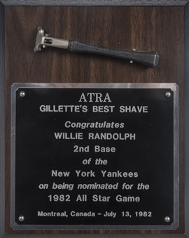 1982 Gillette All-Star Nomination Award Presented to Willie Randolph (Randolph LOA)